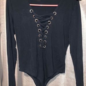 Black long sleeve body suit